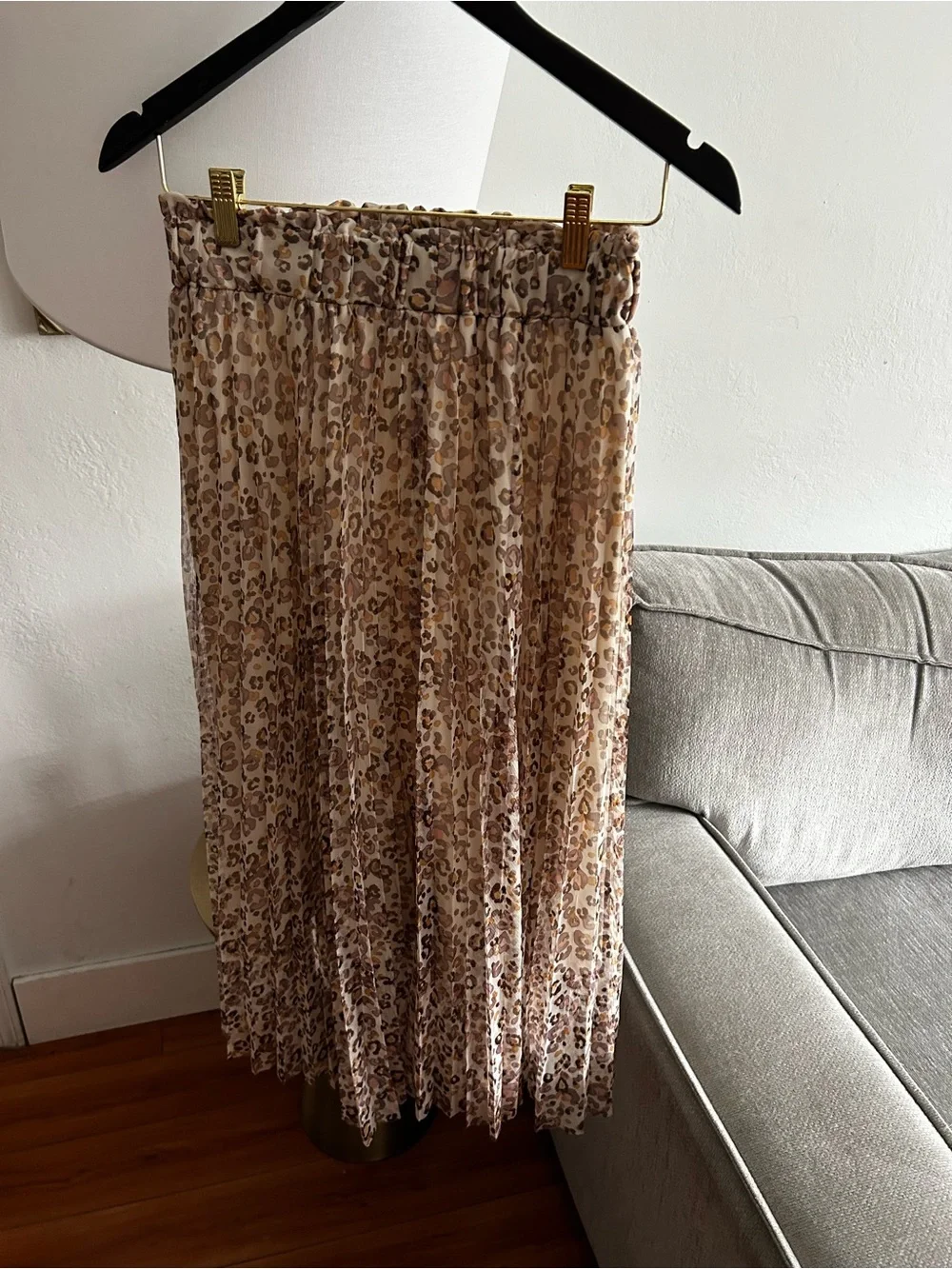 Truly 4 You Pleated Maxi Skirt  PS Leopard Mesh Elastic Waist Boho Grunge Goth